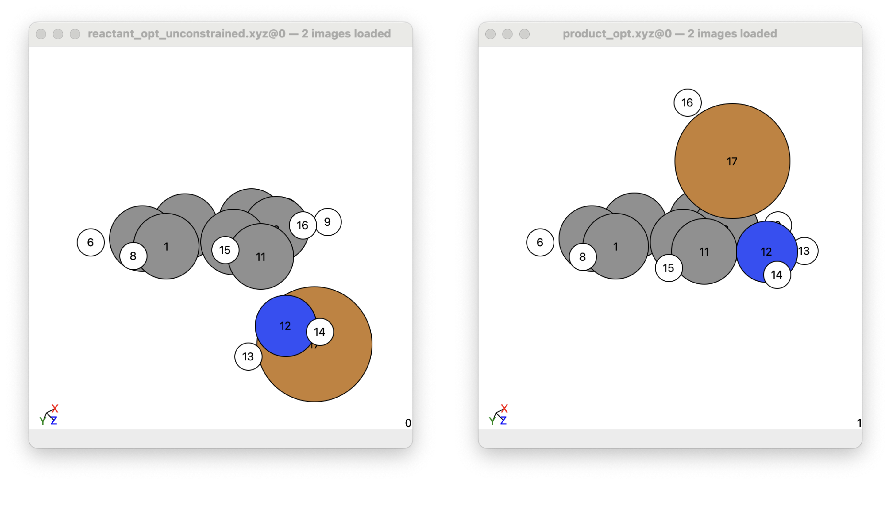 Optimised Reactant and Product for NEB Calculation.